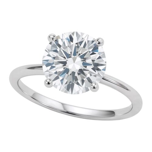 Size: 7.5 – 3 Carat Round Lab Grown IGI G/VS1 Diamond Solitaire Ring in 10K White Gold