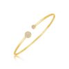14k Yellow Gold High Polish Diamond Cluster Bangle (2.00 mm)