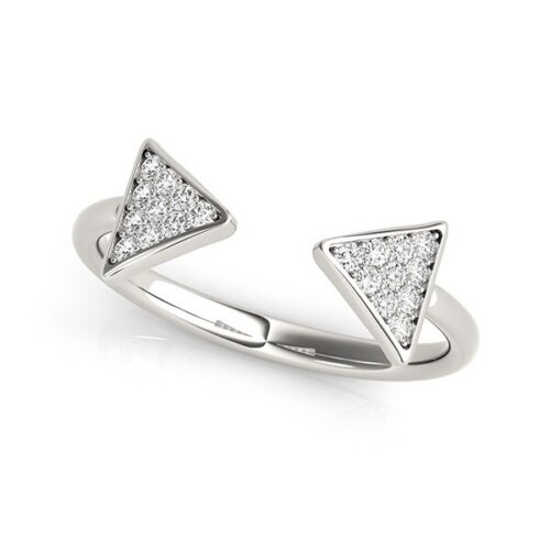 Size: 9 – 14k White Gold Diamond Arrowhead Open Ring (1/5 cttw)