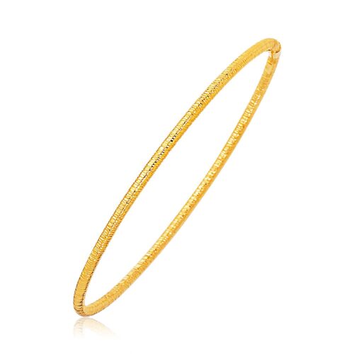 Size: 8” – 14k Yellow Gold Thin Textured Stackable Bangle