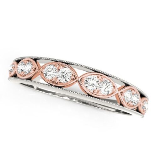 Size: 5 – 14k White And Rose Gold Infinity Style Diamond Band (1/5 cttw)