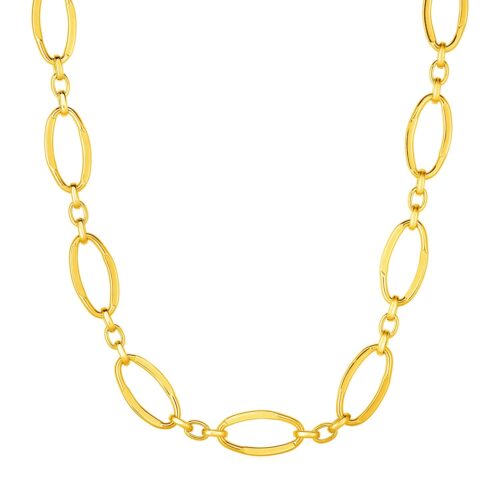 Size: 18” – 14k Yellow Gold Necklace with Polished Oval Links