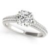 Size: 8 – 14k White Gold Double Prong Multirow Band Diamond Engagement Ring (1 1/8 cttw)