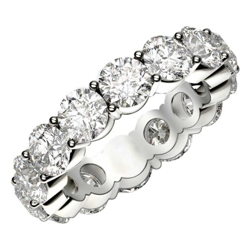 Size: 5.5 – Round Cut Lab Grown Diamond Eternity Ring in 14k White Gold (6 cttw FG/VS2)