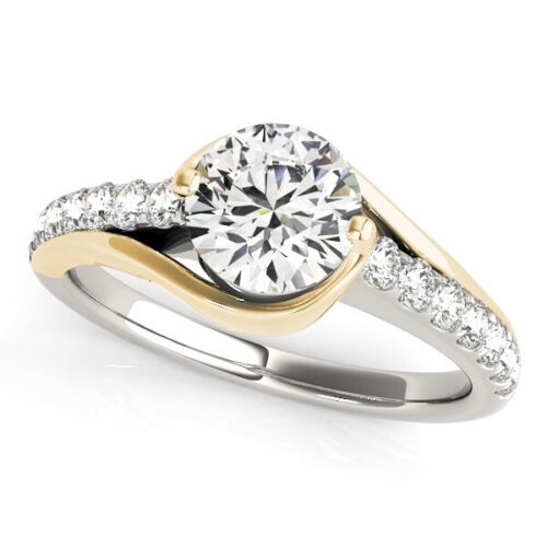 Size: 4.5 – 14k Two Tone Gold Split Shank Style Diamond Engagement Ring (1 1/4 cttw)