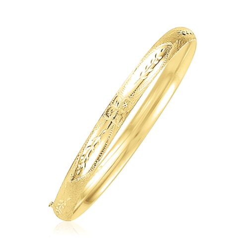 Size: 7” – 14k Yellow Gold Dome Florentine Design Bangle