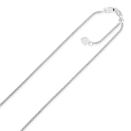 Size: 22” – 14k White Gold Adjustable Popcorn Chain (1.00 mm)