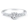 Size: 4.5 – 14k White Gold Shared Prong Accent Diamond Engagement Ring