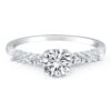 Size: 5.5 – 14k White Gold Shared Prong Accent Diamond Engagement Ring