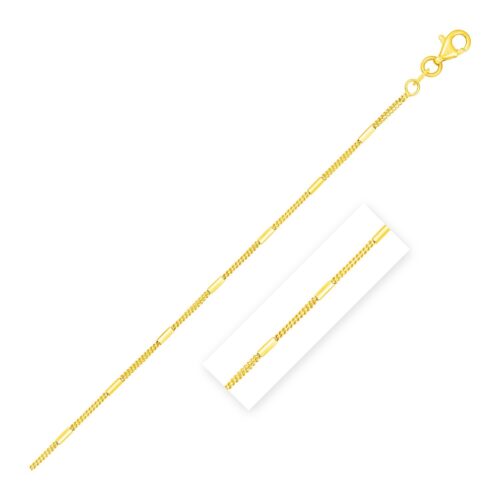 Size: 18” – Diamond Cut Bar Links Pendant Chain in Yellow Gold (1.30 mm)
