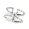 Size: 8.5 – 14k White Gold Modern Dual Band Style Diamond Ring (1/2 cttw)