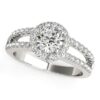 Size: 9 – 14k White Gold Round Diamond Split Shank Design Engagement Ring (7/8 cttw)