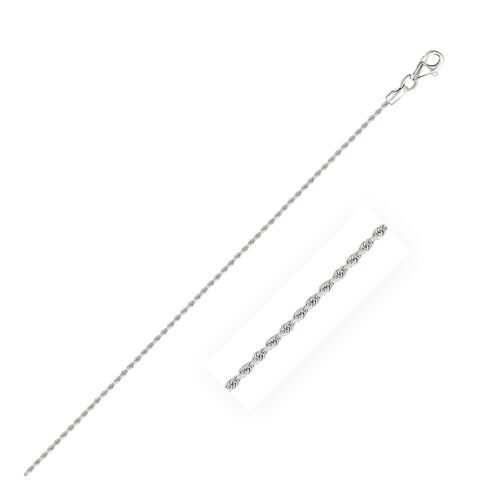Size: 7” – 14k White Gold Solid Diamond Cut Rope Bracelet 1.5mm