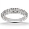 Size: 8 – 14k White Gold Triple Multi-Row Micro- Pave Diamond Wedding Ring Band