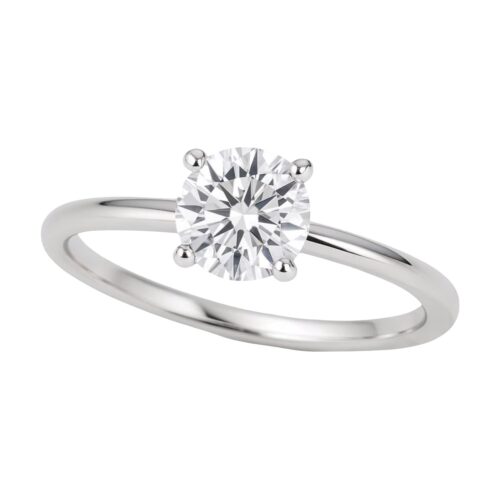 Size: 6.5 – 3/4 Carat Round Lab Grown IGI G/VS1 Diamond Solitaire Ring in 14K White Gold