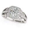 Size: 6 – 14k White Gold Baroque Shank Style Cut Diamond Engagement Ring (1 1/4 cttw)
