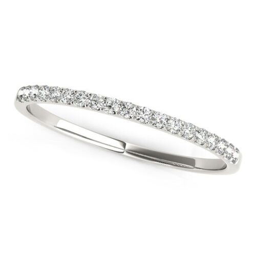 Size: 3 – 14k White Gold Pave Set Round Diamond Wedding Ring (1/8 cttw)