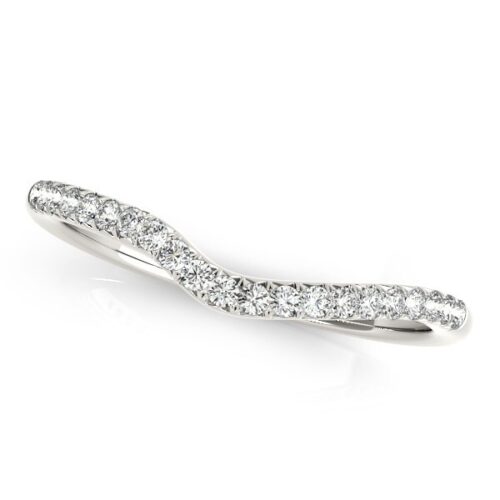 Size: 6 – 14k White Gold Curved Pave Diamond Wedding Ring (1/4 cttw)
