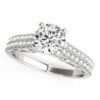 Size: 8 – 14k White Gold Pronged Diamond Antique Style Engagement Ring (1 1/3 cttw)