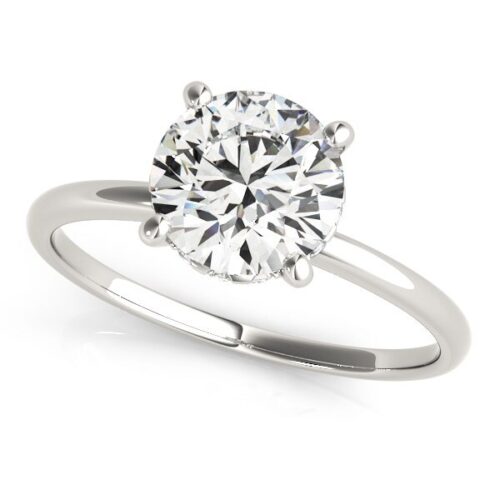 Size: 7.5 – 14k White Gold Prong Set Round Diamond Engagement Ring (2 cttw)