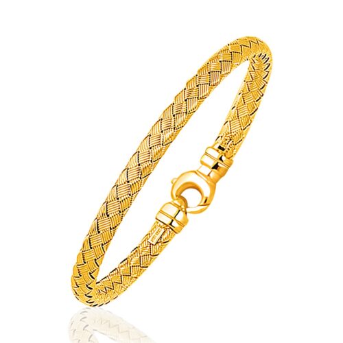 Size: 7.25” – Fancy Weave Bangle in 14k Yellow Gold (5.0mm)