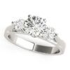 Size: 5 – 14k White Gold 3 Stone Prong Setting Diamond Engagement Ring (1 3/8 cttw)
