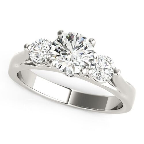 Size: 7.5 – 14k White Gold 3 Stone Prong Setting Diamond Engagement Ring (1 3/8 cttw)