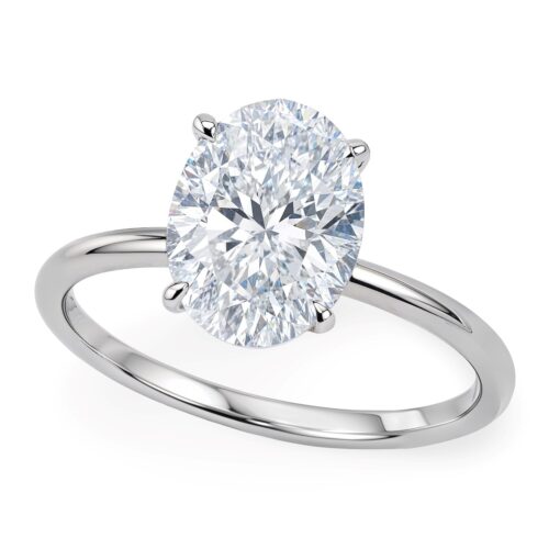 Size: 4.5 – 2 Carat Oval Lab Grown IGI G/VS1 Diamond Solitaire Ring in 10K White Gold