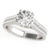 Size: 4.5 – 14k White Gold Round Diamond Engagement Ring with Pave Band (2 cttw)