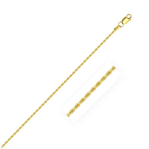 Size: 18” – 14k Yellow Gold Solid Rope Chain (1.30 mm)