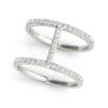 Size: 7.5 – 14k White Gold Dual Band Bridge Style Diamond Ring (3/8 cttw)