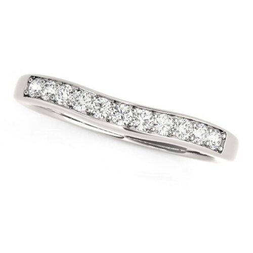 Size: 3.5 – 14k White Gold Curved Diamond Wedding Band (1/4 cttw)