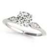 Size: 7 – 14k White Gold Diamond Engagement Ring with Side Clusters (1 1/8 cttw)