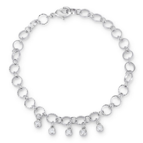 .55 Ct Stunning 8″ Rhodium Bracelet with CZ Charms