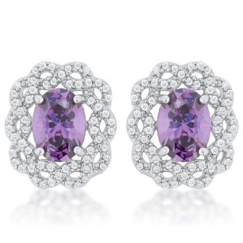 Amethyst Oval Stud Earrings