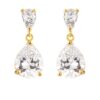 18k Gold Plated Double Pear Drop Earrings