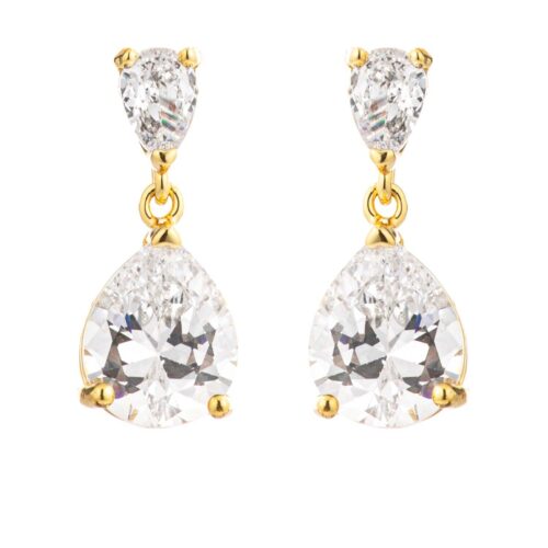 18k Gold Plated Double Pear Drop Earrings