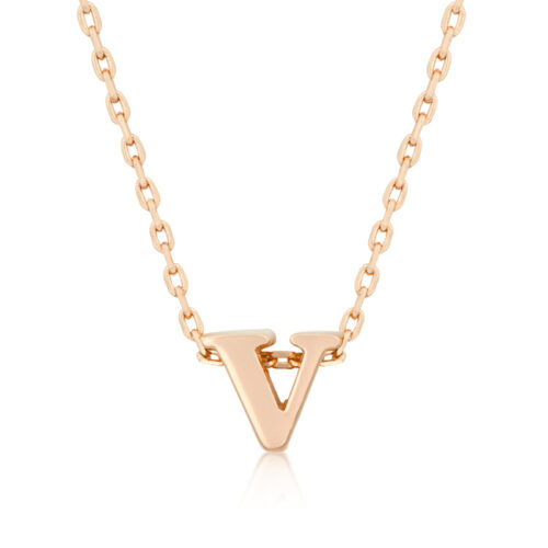 Rose Gold Finish Initial V Pendant
