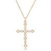 Dainty Art Deco Gold Plated Clear CZ Cross Pendant