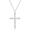 Dainty Art Deco Rhodium Plated Clear CZ Cross Pendant