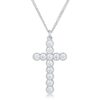 Micro Beaded Rhodium Plated Clear CZ Cross Pendant