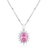 Rhodium Plated Pink Petite Royal Oval Pendant