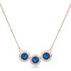 3.1Ct Rose Gold Plated Sapphire Blue Tri-Halo CZ Pendant