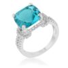 Charlene 6.2ct Aqua CZ Rhodium Classic Statement Ring