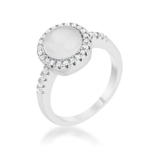 Patricia 0.3ct CZ White Cat’s Eye Rhodium Classic Ring