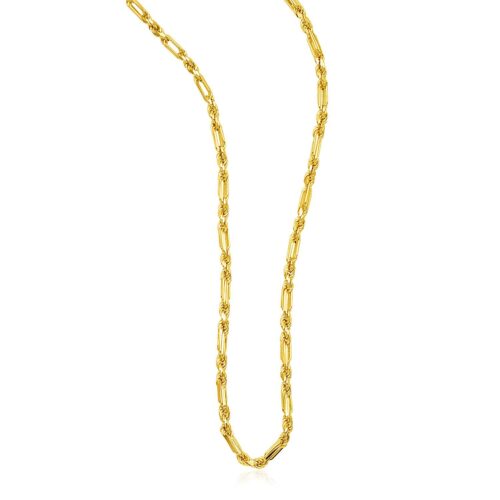 Size: 22” – 14k Yellow Gold Figaro Chain Necklace