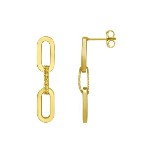 14K Yellow Gold Mini Diamante Paperclip Earrings