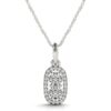 Size: 18” – Outer Oval Shaped Two Stone Diamond Pendant in 14k White Gold (5/8 cttw)