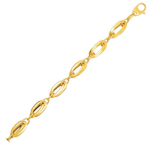 Size: 7.5” – 14k Yellow Gold Bracelet with Long Double Oval Links