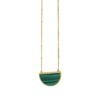 Size: 18 – Malachite Geometric Half Moon Necklace in 14K Yellow Gold